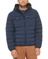 Levi's Hooded 2 Chest Pocket Puffer Jacket In Navy