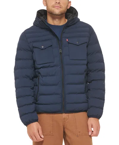 LEVI'S MEN'S STRETCH HOODED TWO-POCKET QUILTED JACKET