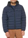 Levi's Hooded 2 Chest Pocket Puffer Jacket In Navy
