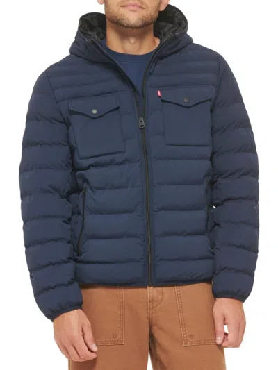 LEVI'S MEN'S STRETCH QUILTED HOODED PUFFER JACKET
