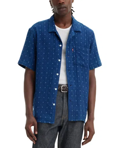 Levi's Men's Sunset Printed Button-down Camp Shirt In Grid Indig