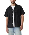 Levi's The Sunset Camp Short Sleeve Revere Collar Gauze Stripe Cotton Shirt In Black
