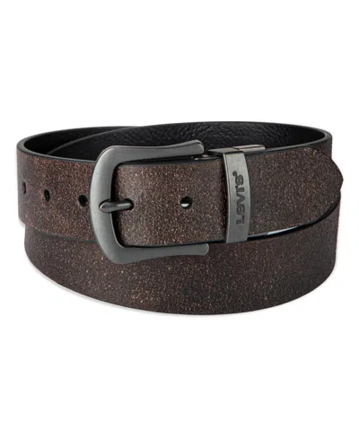 Levi's Men's Two-in-one Reversible Rugged Leather Jean Belt In Brown,black