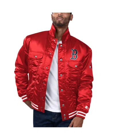 Levi's Men's X Red Boston Red Sox Silver Tab Satin Full-snap Trucker Jacket