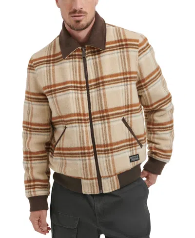Levi's Men's Zip Corduroy-collar Jacket In Cream Plaid
