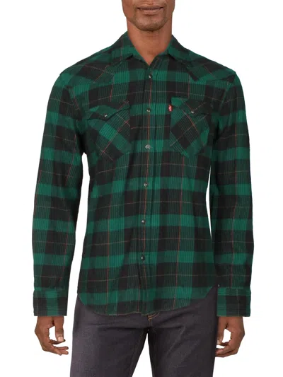 Levi's Mens Cotton Plaid Button-down Shirt In Green