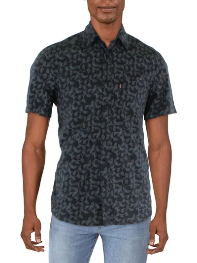 Levi's Mens Cotton Printed Button-down Shirt In Blue