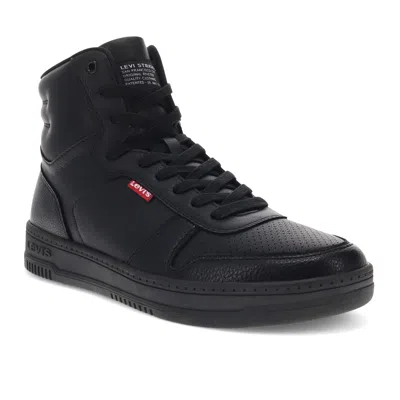 Levi's Mens Drive Hi Synthetic Leather Casual Hightop Sneaker Shoe In Black