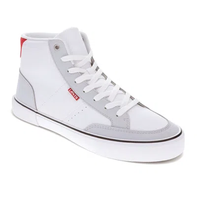 Levi's Mens Munro Mid Vegan Leather Casual Lace Up Sneaker Shoe In White