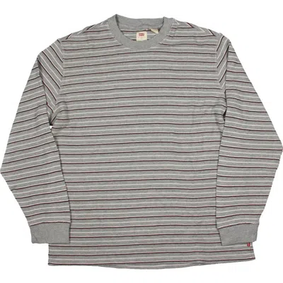 Levi's Mens Striped Cotton Stretch Crewneck Sweater In Grey