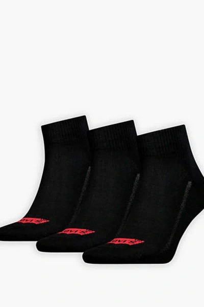 Levi's Mid Cut Batwing Logo Recycled Cotton Socks 3 Pack In Black