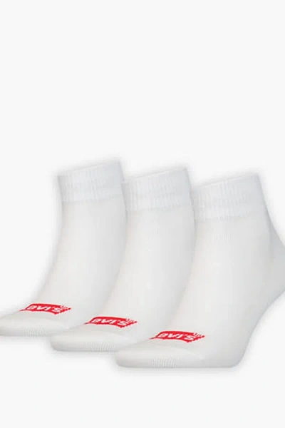 Levi's Mid Cut Batwing Logo Recycled Cotton Socks 3 Pack In White