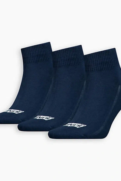 Levi's Mid Cut Batwing Logo Socks 3 Pack In Blue