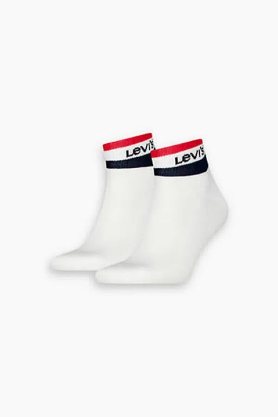 Levi's Mid Cut Sport Stripe Socks 2 Pack In White