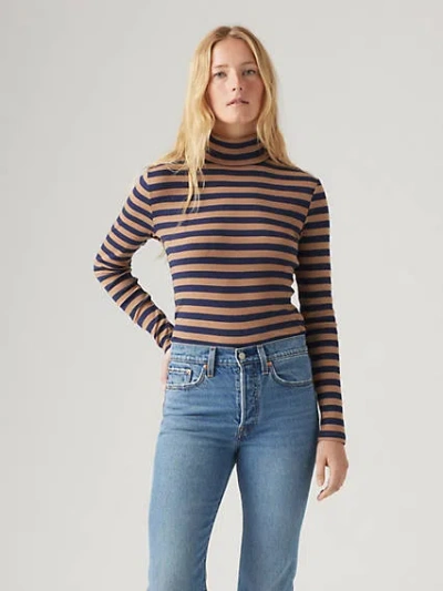 Levi's Moon Rib Turtleneck In Neptune Stripe Ermine