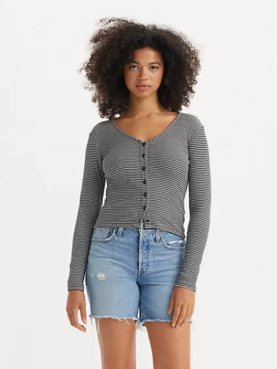 Levi's Muse Long Sleeve T-shirt In Vanilla Stripe Spellbound
