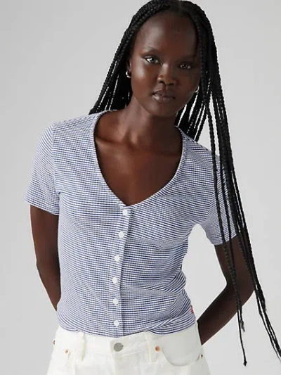 Levi's Muse Short Sleeve T-shirt In Mesa Stripe Mazarine Blue