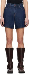 Levi's Navy High Rise Baggy Denim Shorts In Remember Together