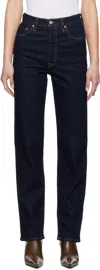 Levi's Navy Ribcage Full-length Jeans In Small Course