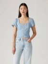 Levi's Ophelia Short Sleeve Denim Corset In Turn Up Light