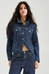 Levi's Original Denim Pinstripe Trucker Jacket In Partly Masked Dark Blue - Part Of A Set-navy In Indigo