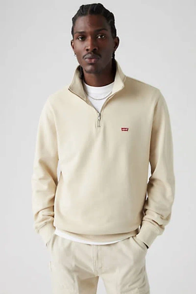 Levi's Original Batwing Logo Half Zip Sweatshirt In Neutral