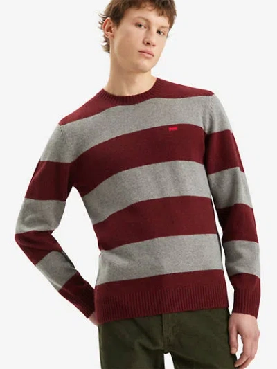 Levi's Original Housemark Sweater In Calloway Stripe Chocolate Truffle