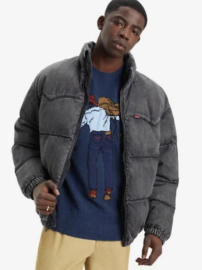 Levi's Original Housemark Sweater In Saddleman Intarsia Sargasso Sea
