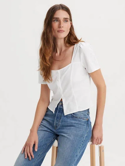 Levi's Pascale Short Sleeve Blouse In Ecru