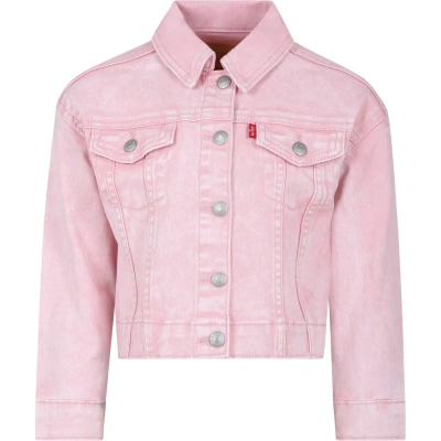 Levi's Kids' Pink Jacket For Girl With Logo