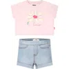 Levi's Floral-print Denim Shorts Set In Multicolor