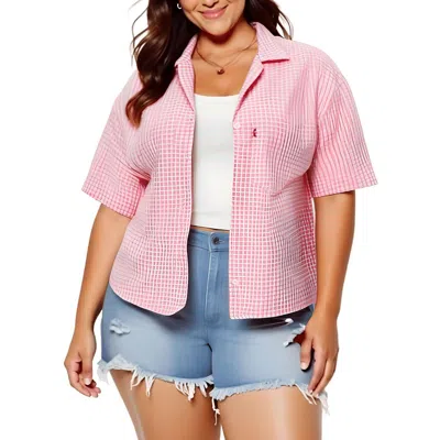 Levi's Plus Resort Shirt Womens Checkered Gingham Button-down Top
