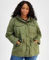 Levi's Plus Size Cotton Hooded Military Zip-front Jacket In Olive
