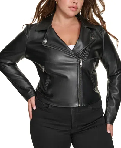 Levi's Plus Size Faux-leather Asymmetrical-zipper Moto Jacket In Black