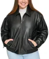 Levi's Plus Size Faux Leather Dad Bomber Jacket In Black