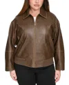 Levi's Plus Size Faux Leather Dad Bomber Jacket In Saddle
