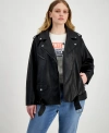 LEVI'S PLUS SIZE FAUX LEATHER LONG LINE BELTED MOTO JACKET