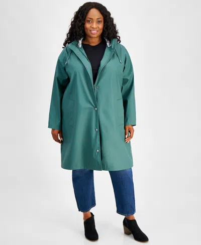 Levi's Plus Size Hooded Long-sleeve Zip-front Coat In Dark Forest