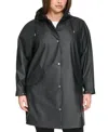 Levi's Plus Size Raglan-sleeve Hooded Rain Jacket In Black