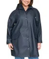 Levi's Plus Size Raglan-sleeve Hooded Rain Jacket In Navy