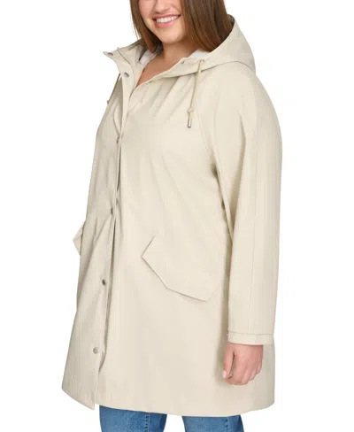 Levi's Plus Size Raglan-sleeve Hooded Rain Jacket In Oatmeal