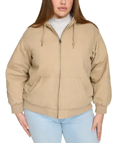Levi's Plus Size Relaxed-fit Zip-front Hooded Bomber Jacket In Tan