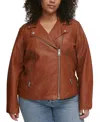 Levi's Plus Size Trendy Faux Leather Moto Jacket In Camel