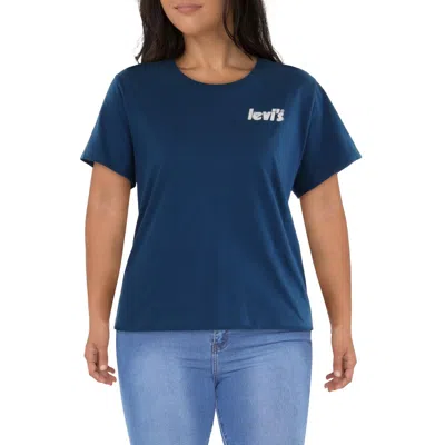 Levi's Plus Womens Cotton Crewneck Pullover Top In Blue