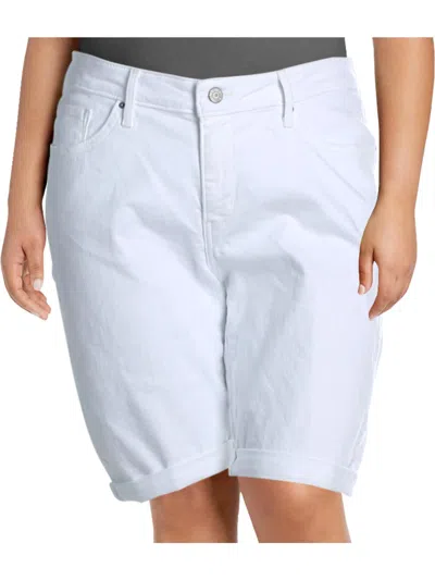 Levi's Plus Womens Embroidered Mid Rise Bermuda Shorts In White