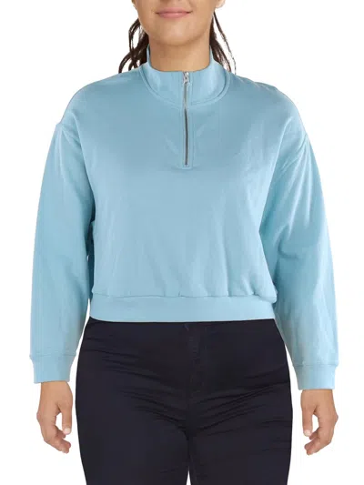 Levi's Plus Womens Fleece 1/4 Zip Pullover Sweater In Porcelain Blue