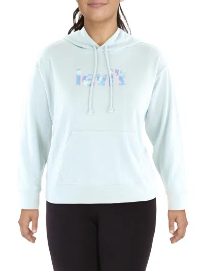 Levi's Plus Womens Gym Fitness Hoodie In Blue
