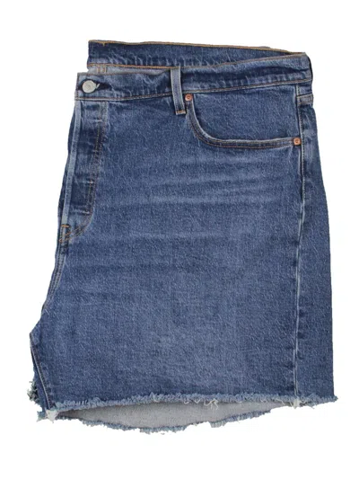Levi's Plus Womens High Rise Frayed Hem Denim Shorts In Blue