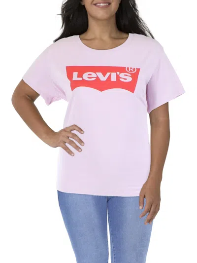 Levi's Plus Womens Logo Pull Over Graphic T-shirt In Pink