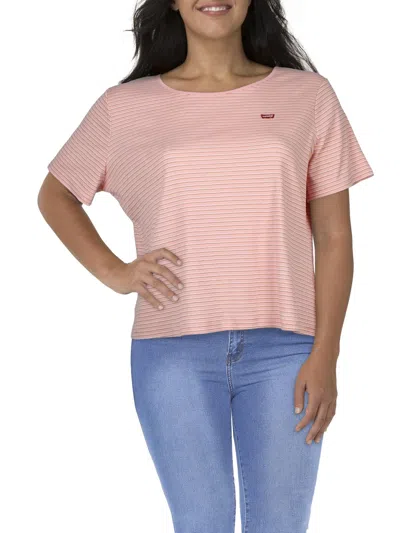 Levi's Plus Womens Striped Casual Pullover Top In Pink